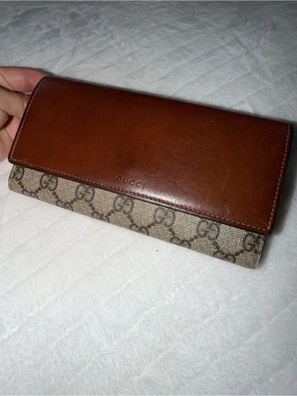 Gucci Tan Leather & GG Monogram Continental Wallet - Picture 11 of 11